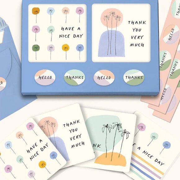 Studio Oh Dotted Palms Mini Note Card Set with Stickers - Picture 2 of 8